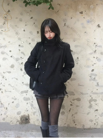 Women's Y2K Solid Color Turtleneck Coat
