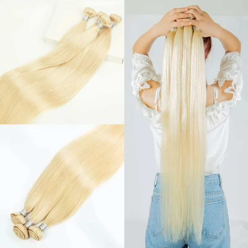 613 Blonde Brazilian Hair Bundles Straight Weave 24-40 Inch