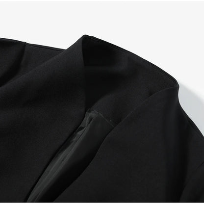 Chic Waist Cinched Women's Blazer Coat with Stand Collar