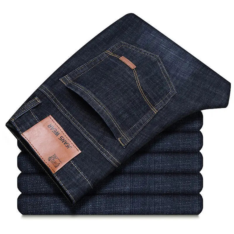 Men's Straight Jeans Comfortable Business Denim Pants