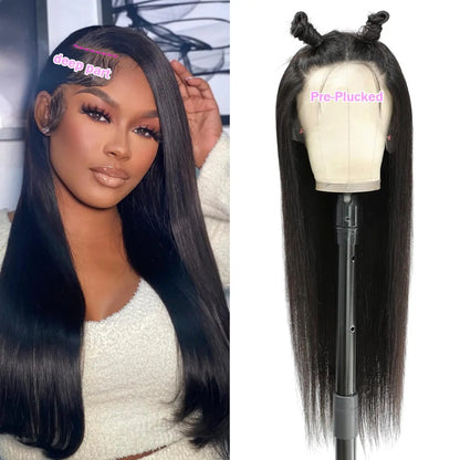 40 Inch Straight Human Hair Lace Front Wig Glueless