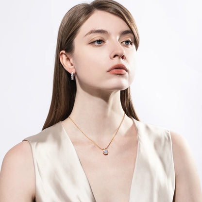 D Color Moissanite Diamond Pendant Necklace 18K Gold Plated