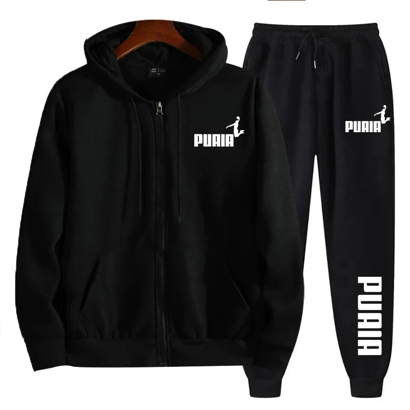 Men's Printed Hooded Sweatshirt and Pants Set