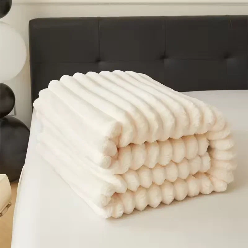 250GSM Soft Fluffy Striped Throw Blanket for Bed