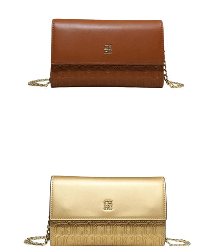 CH Women PU Leather Crossbody Bag with Metal Chain