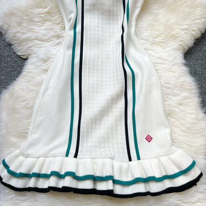 Women Knitted Mini Dress with Ruffles