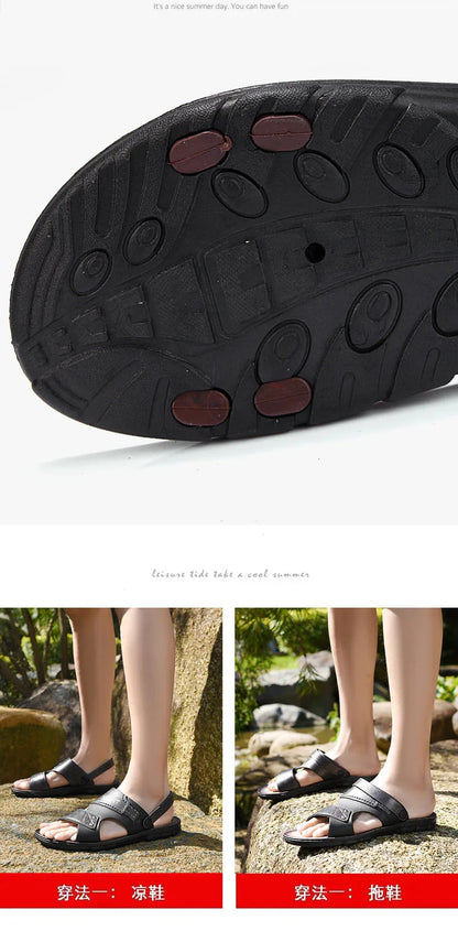 Men's Casual Slip-On Leather Sandals for Summer