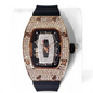 Green Tonneau Quartz Watch for Women with Iced Diamonds