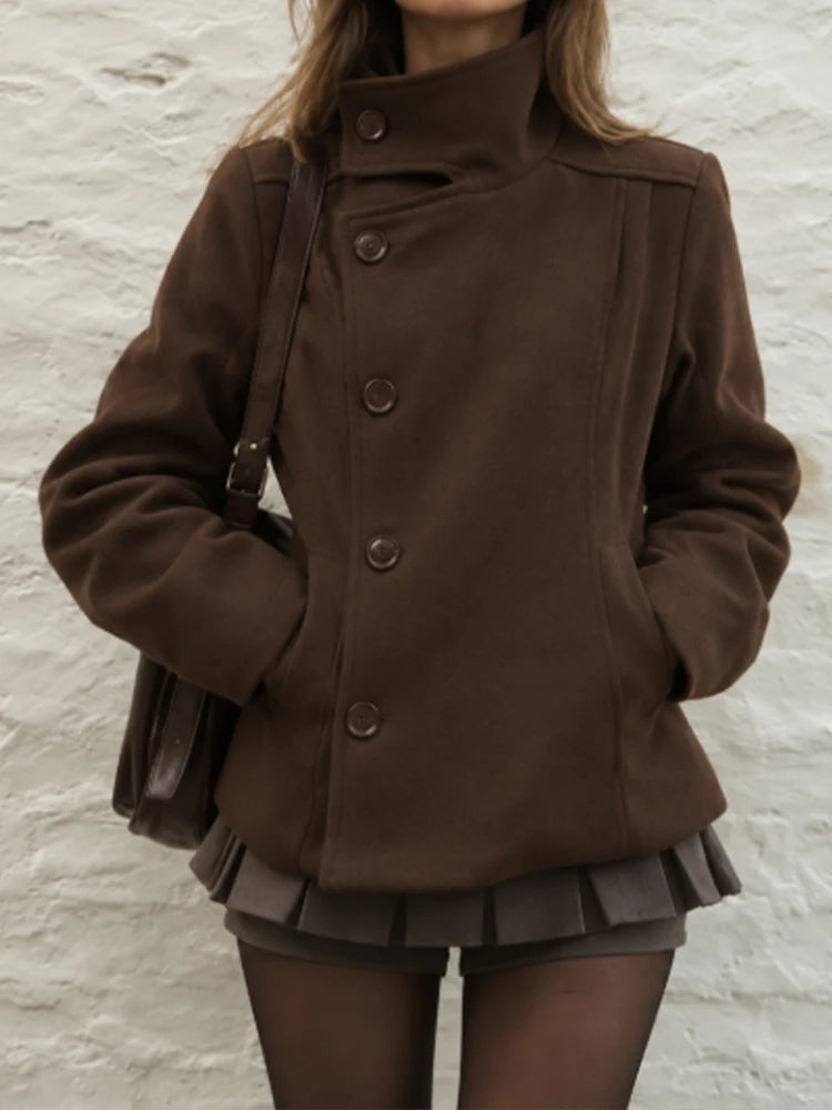 Women's Y2K Solid Color Turtleneck Coat