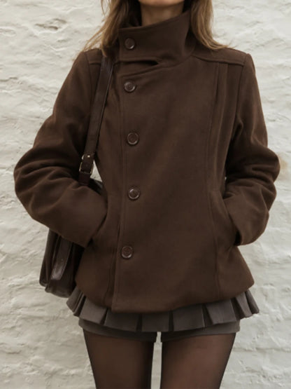 Women's Y2K Solid Color Turtleneck Coat