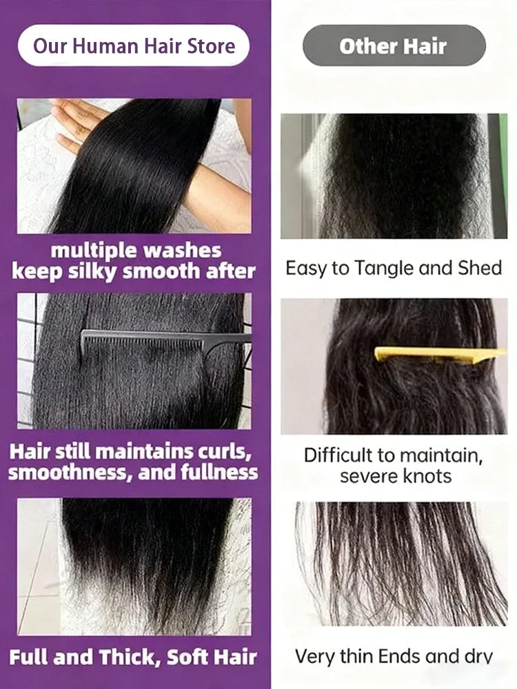 Brazilian Virgin Hair Straight Bundles Natural Black 26 28 30 Inch