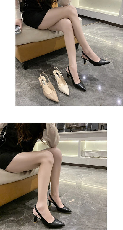 Breathable Pointed Toe Stiletto Heel PU Women's Sandals
