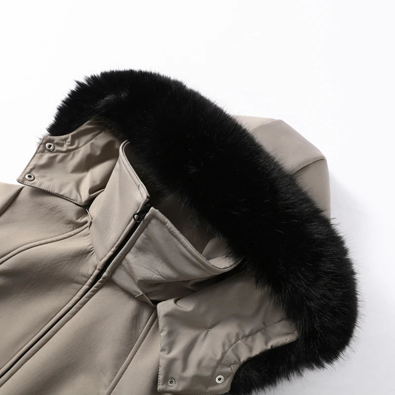 Women's Ski Suit with Fur Hood and Zippers
