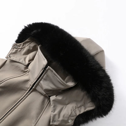 Women's Ski Suit with Fur Hood and Zippers