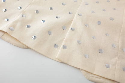 Beige Rivet Decoration Casual Blazer for Women