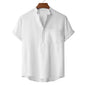 Men's Cotton Linen Short Sleeve T-Shirt Casual Beach Top