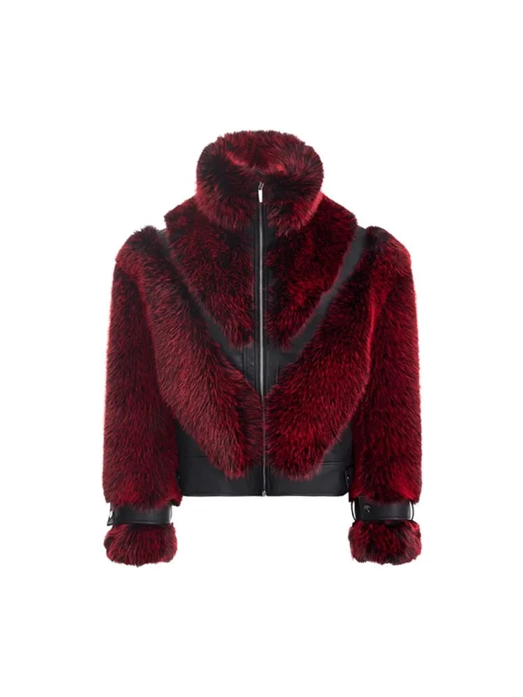 Thick Warm Patchwork Faux Fur Coat for Men