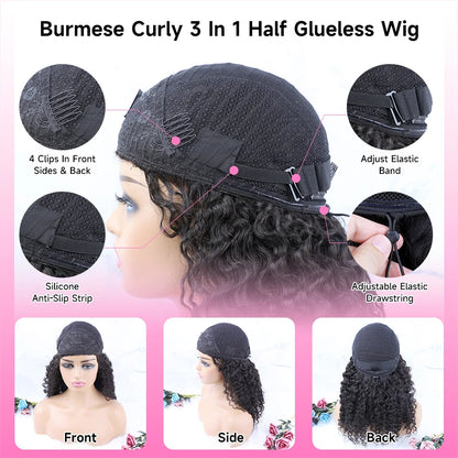 Kinky Curly Half Wig 250 Density Human Hair 26 Inch