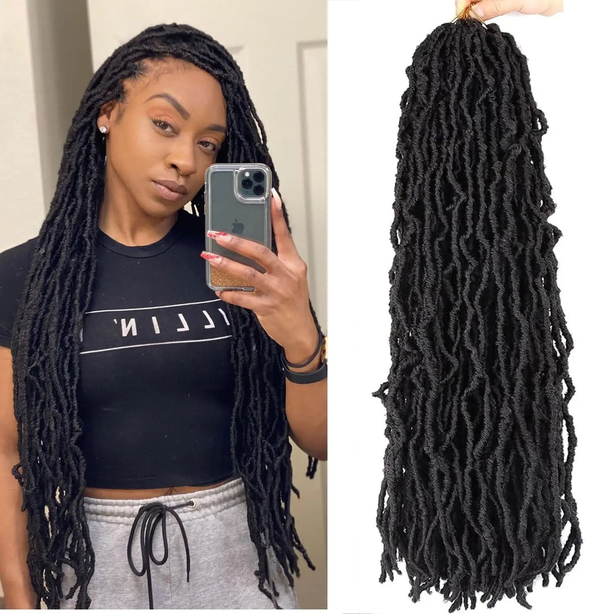 8Pcs 24 Inch Black Synthetic Dreadlock Extensions