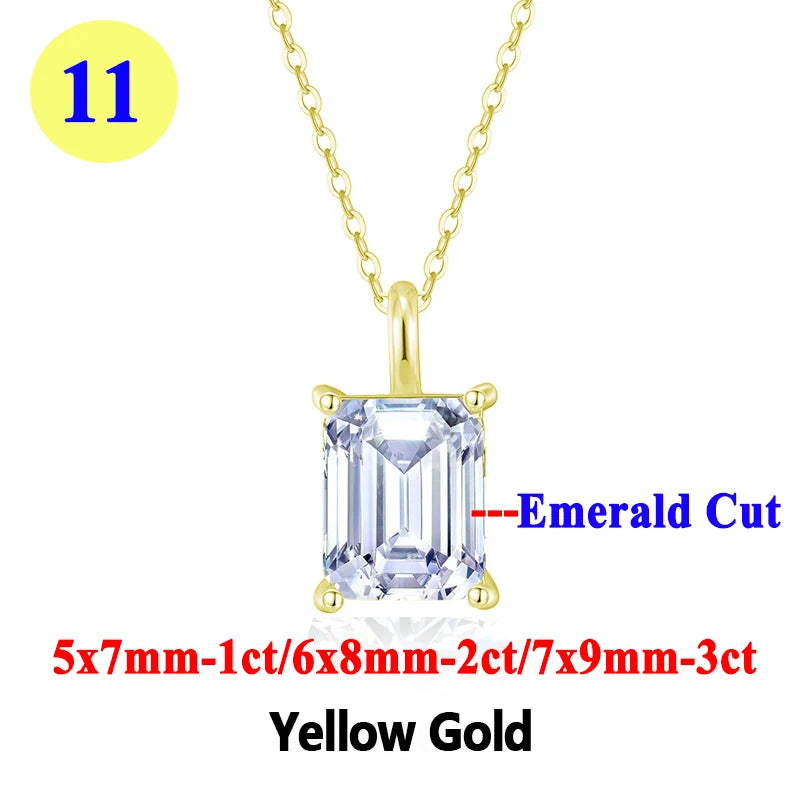 Moissanite Pendant Necklace 18K Gold Plated Women