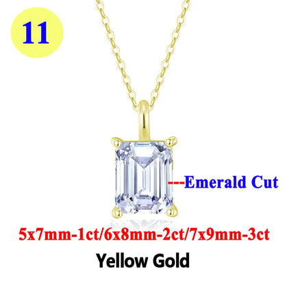 Moissanite Pendant Necklace 18K Gold Plated Women