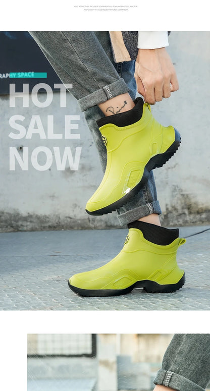 Men's Waterproof Fleece-Lined Rain Boots