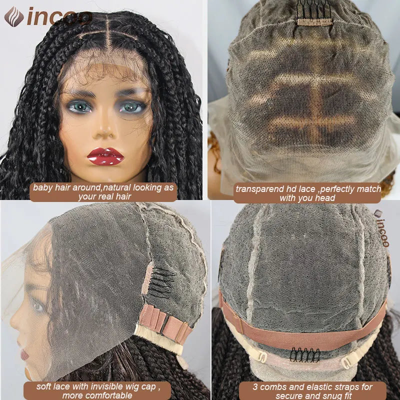 Boho Box Braided Curly Hair Full Lace Wig Burgundy