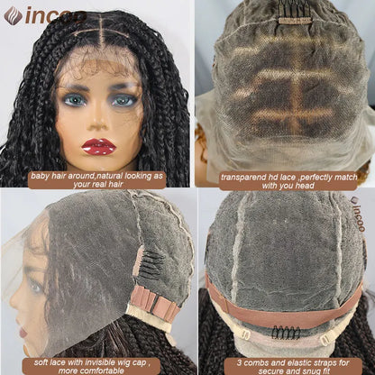Boho Box Braided Curly Hair Full Lace Wig Burgundy
