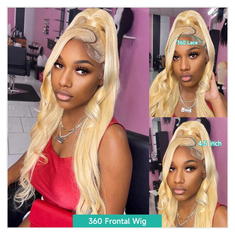 Honey Blonde Body Wave Lace Frontal Wig Brazilian Hair