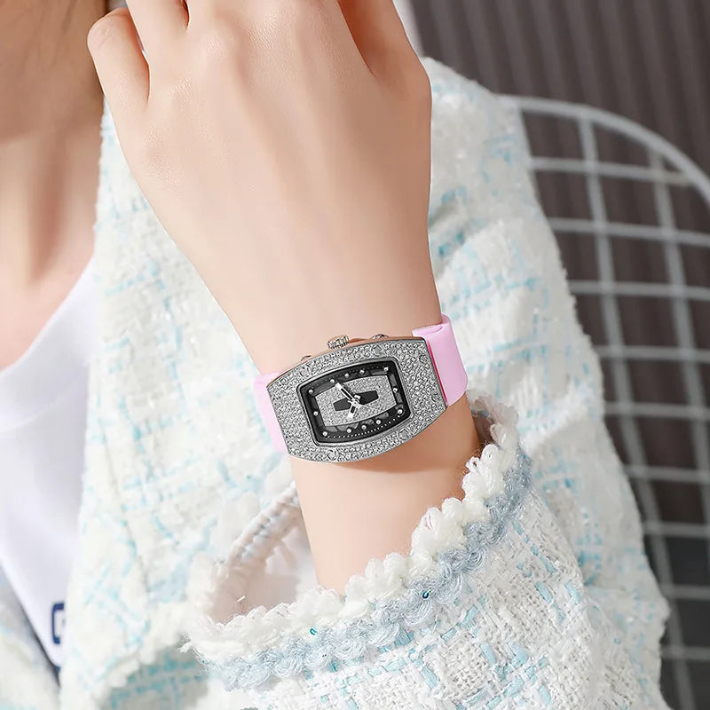 Women Silicone Jelly Quartz Tonneau Watch