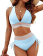 Textured Bikini Set with Wide Shoulder Belt for Women