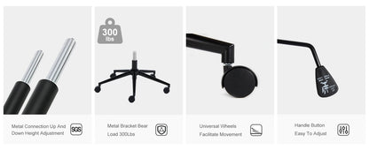JHK Armless PU Leather Office Chair with Wheels