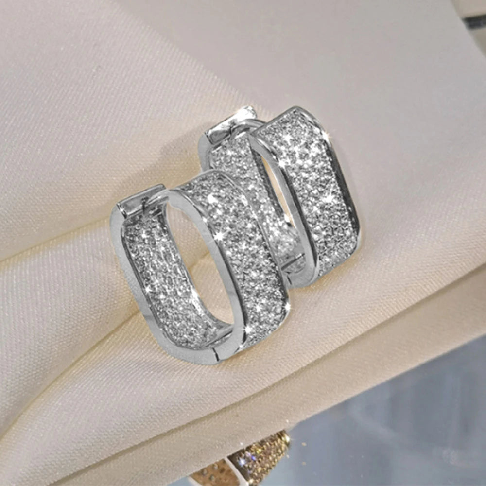 Huitan CZ Hoop Earrings for Women in Silver and Gold
