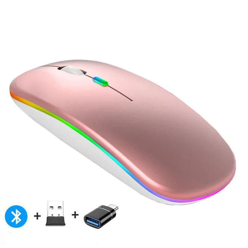 Rechargeable Wireless Mouse Dual Modes for PC and Laptop