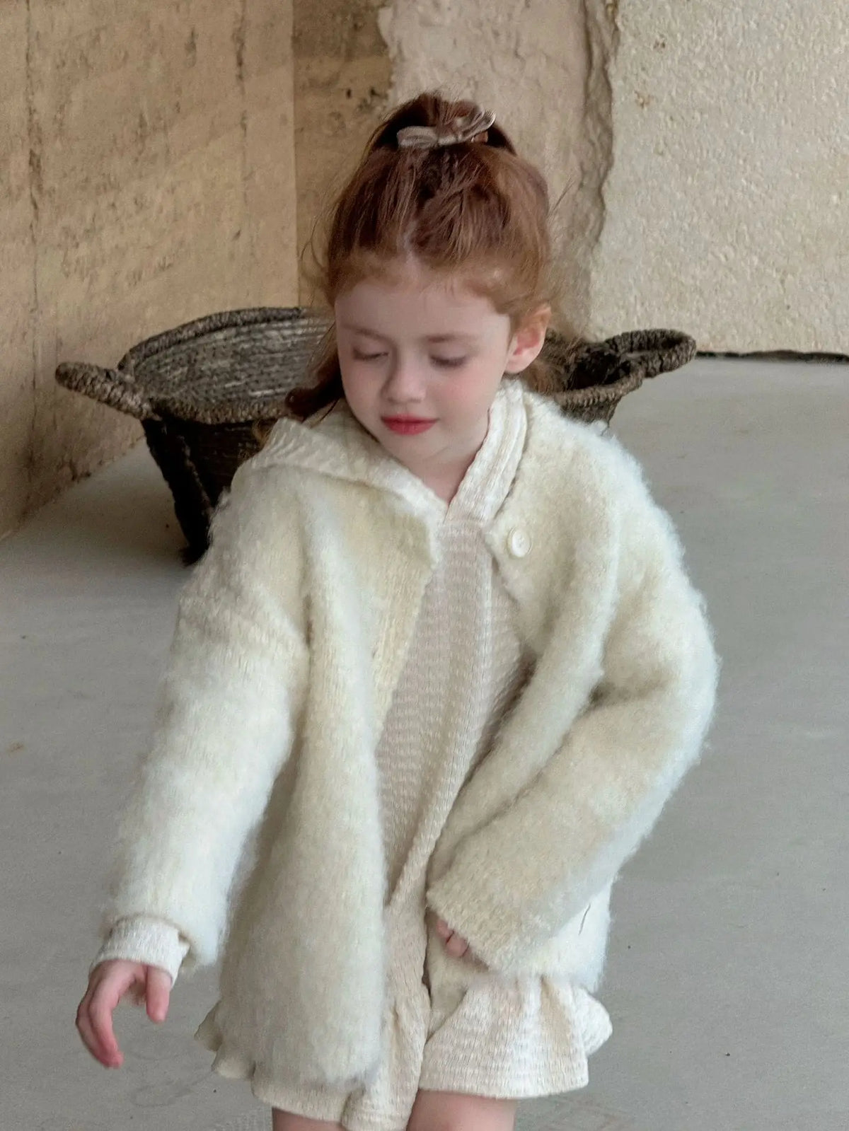 Hooded Knitted Lace Dress for Girls