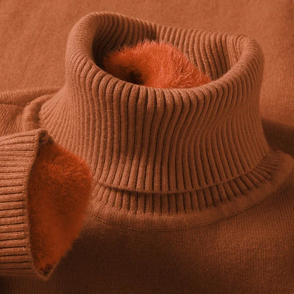 Mens Knitted Turtleneck Sweater Slim Fit Casual