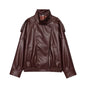 Faux Leather Oversize Bomber Jacket for Women