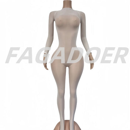 Sexy Mesh See Through Bodycon Jumpsuit for Women