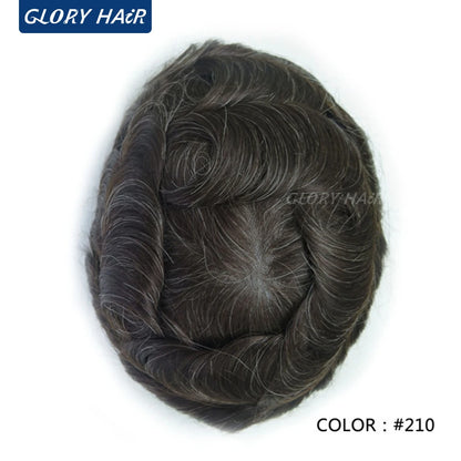Double Knotted Toupee 130% Density Indian Hair 5 Inch