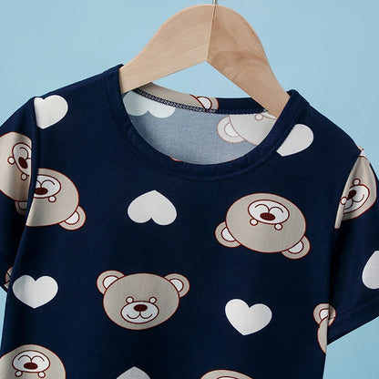 Children's Casual Joker Bear Print Pajama Set