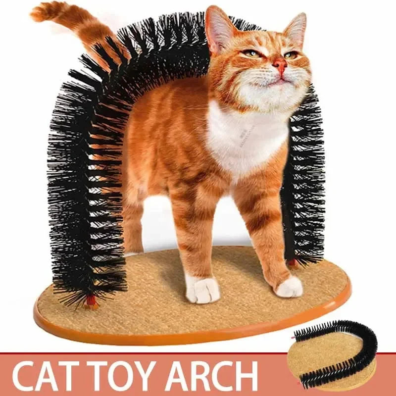 Cat Toy Arch with Massage Brush and Scratching Pad