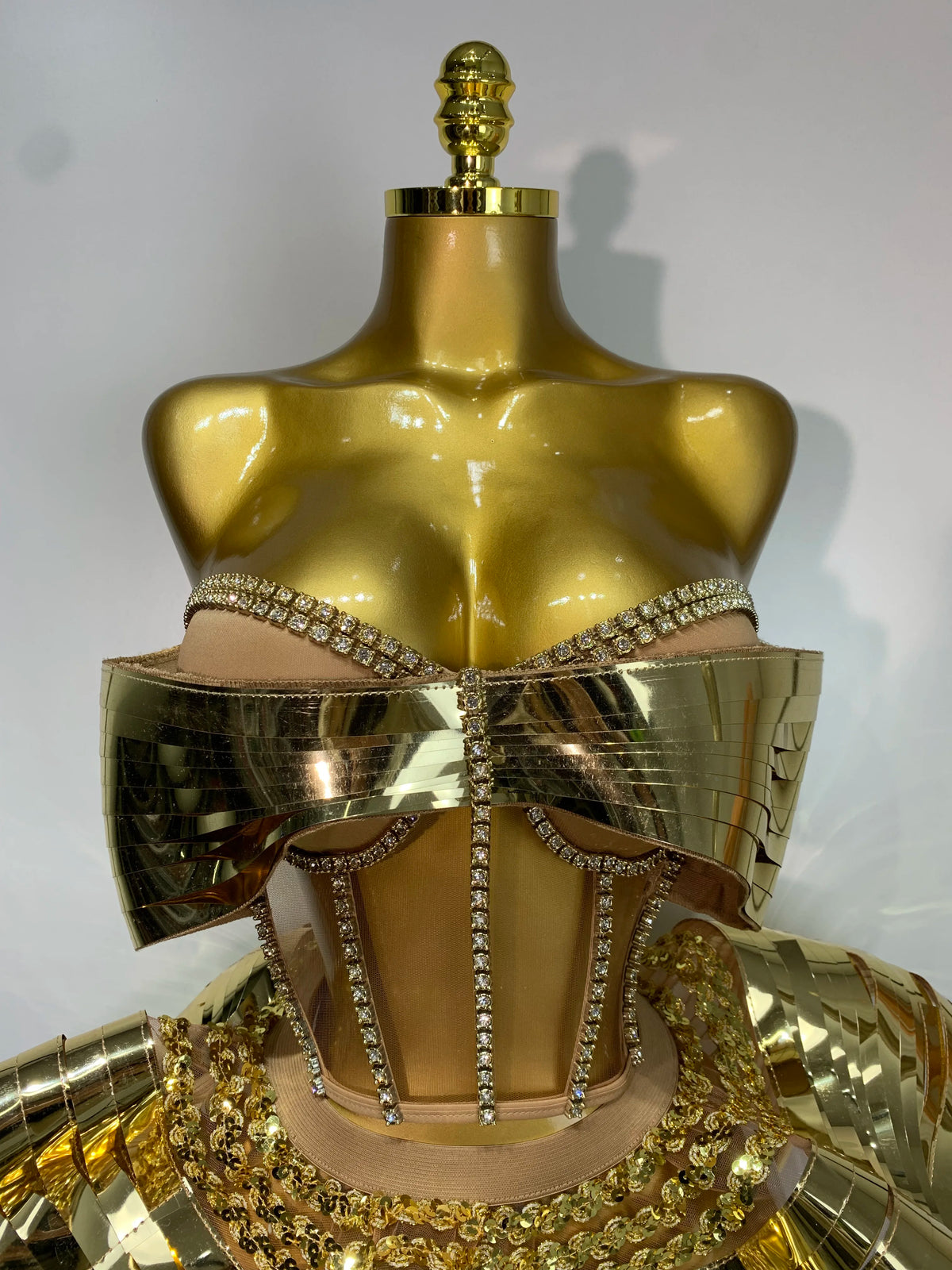 Women Silver Sequins Two Piece Stage Costume