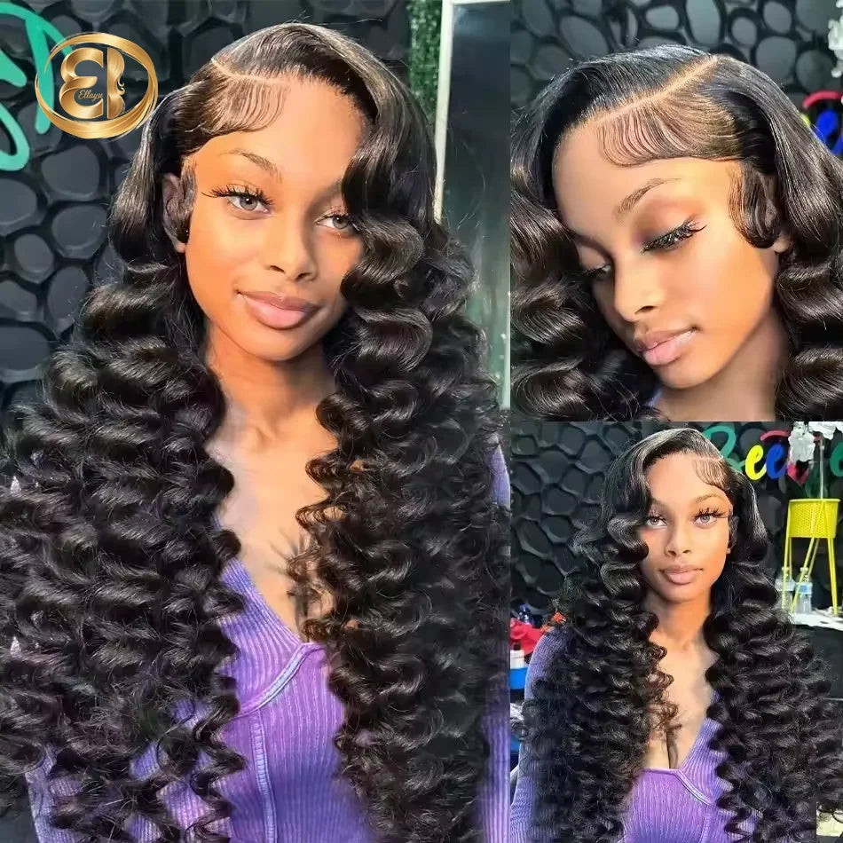 Loose Deep Wave Lace Frontal Wig 30 40 Inch Human Hair