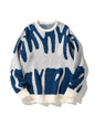 Irregular Jacquard Pattern Pullover Sweater Men Casual