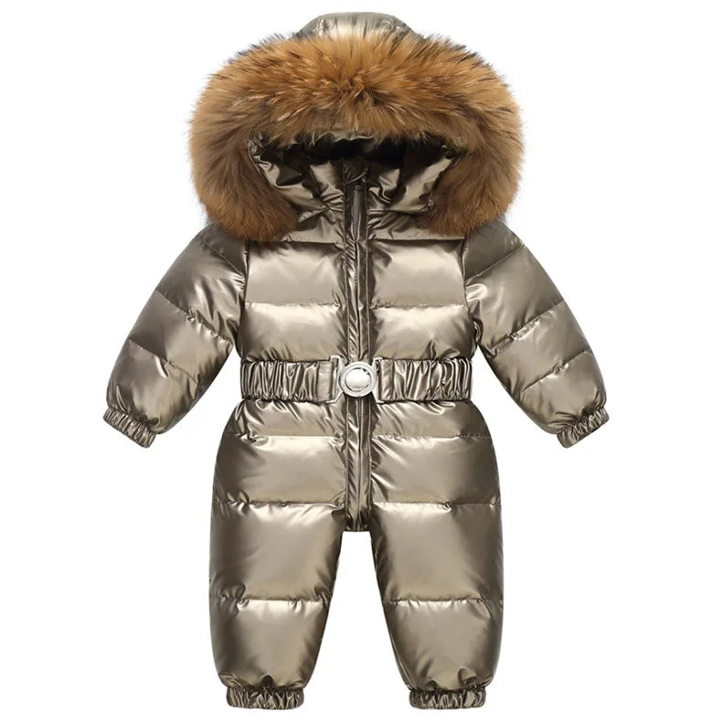 Children's Waterproof Hooded Down Snowsuit for Winter