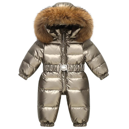 Children's Waterproof Hooded Down Snowsuit for Winter