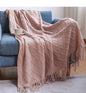 Khaki Knitted Acrylic Blanket with Tassels