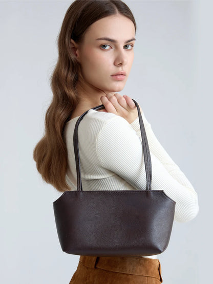 Genuine Cowhide Leather Mini Shoulder Tote Bag
