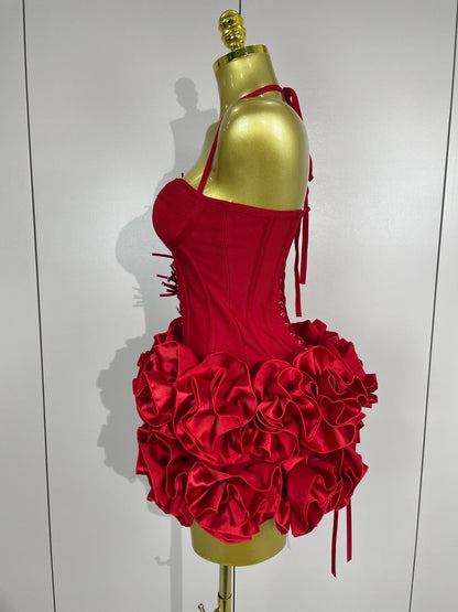 Women Red Black Bandage Two Piece Cocktail Gown