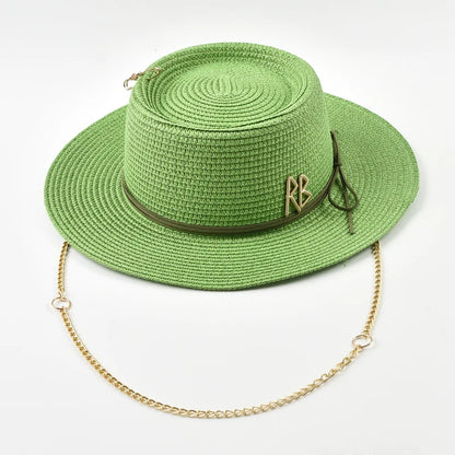 Elegant Straw Sun Hat for Women with Ribbon Decoration